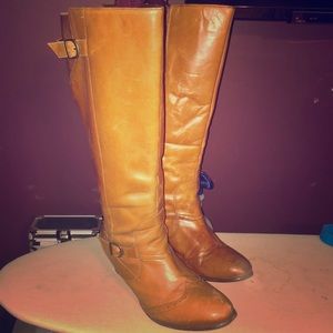 Tan wide-calf riding boots
